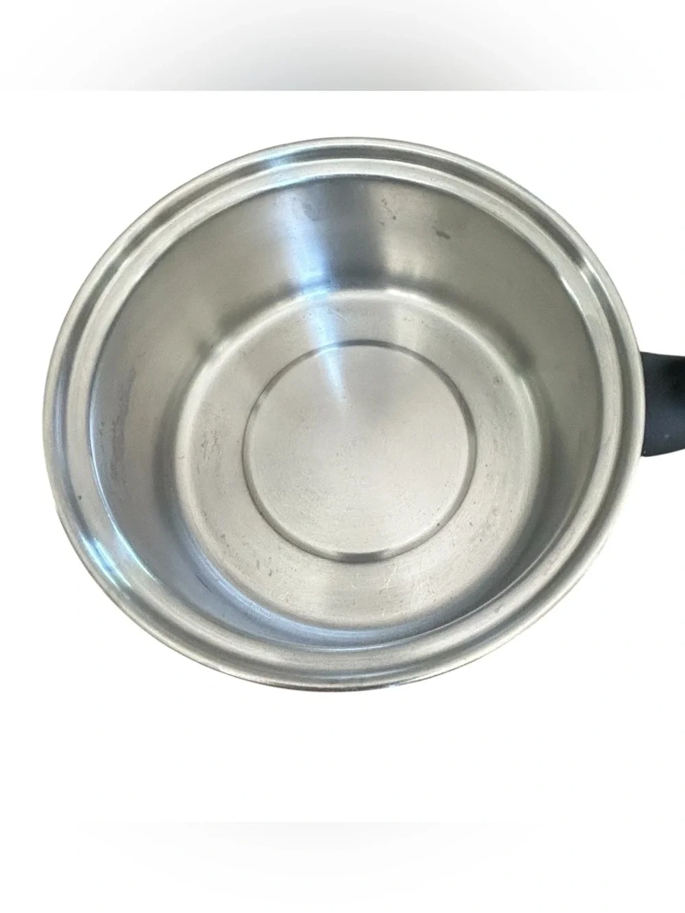 Vintage De Luxe Permanent Stainless Steel 1 Qt Saucepan Pot W‎ Lid Black Handle